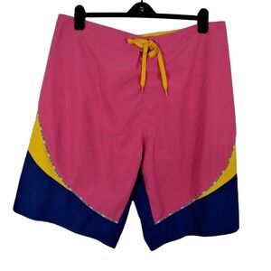 Hawaiian Tropic Mens XL  Color Blocked Board Shorts Summer Beach Drawstring